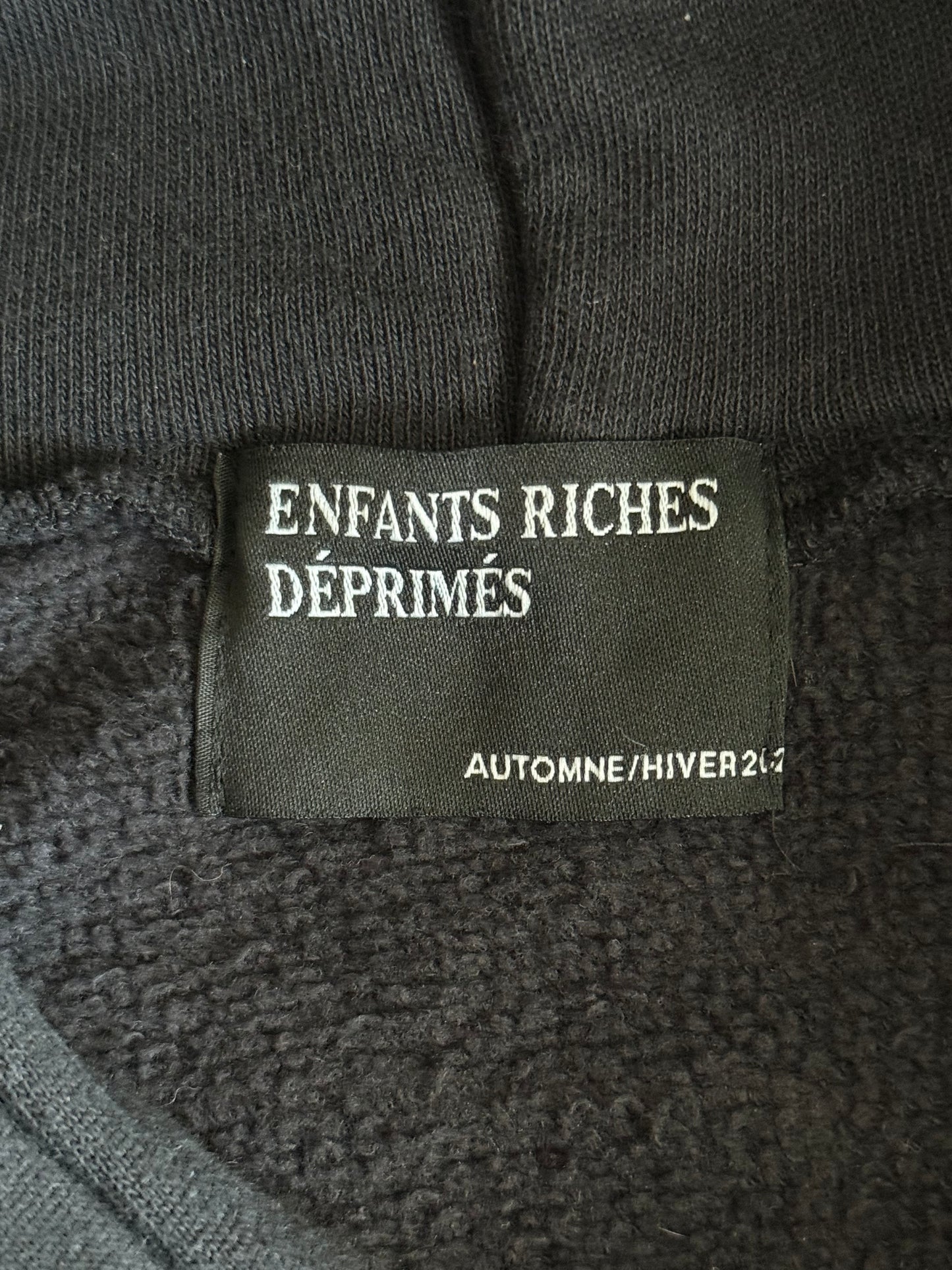 Enfants Riches Deprimes Faded Black & White Shrunken Patch Hoodie