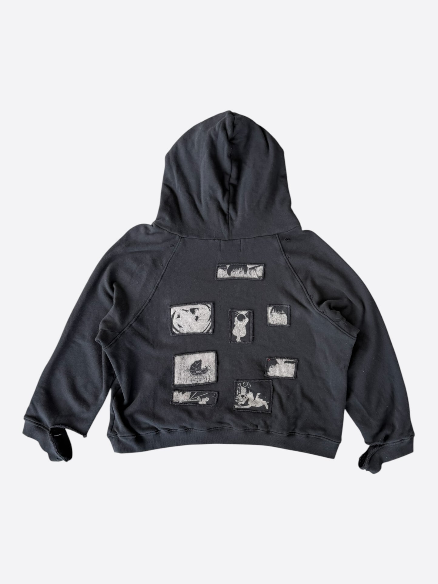 Enfants Riches Deprimes Faded Black & White Shrunken Patch Hoodie