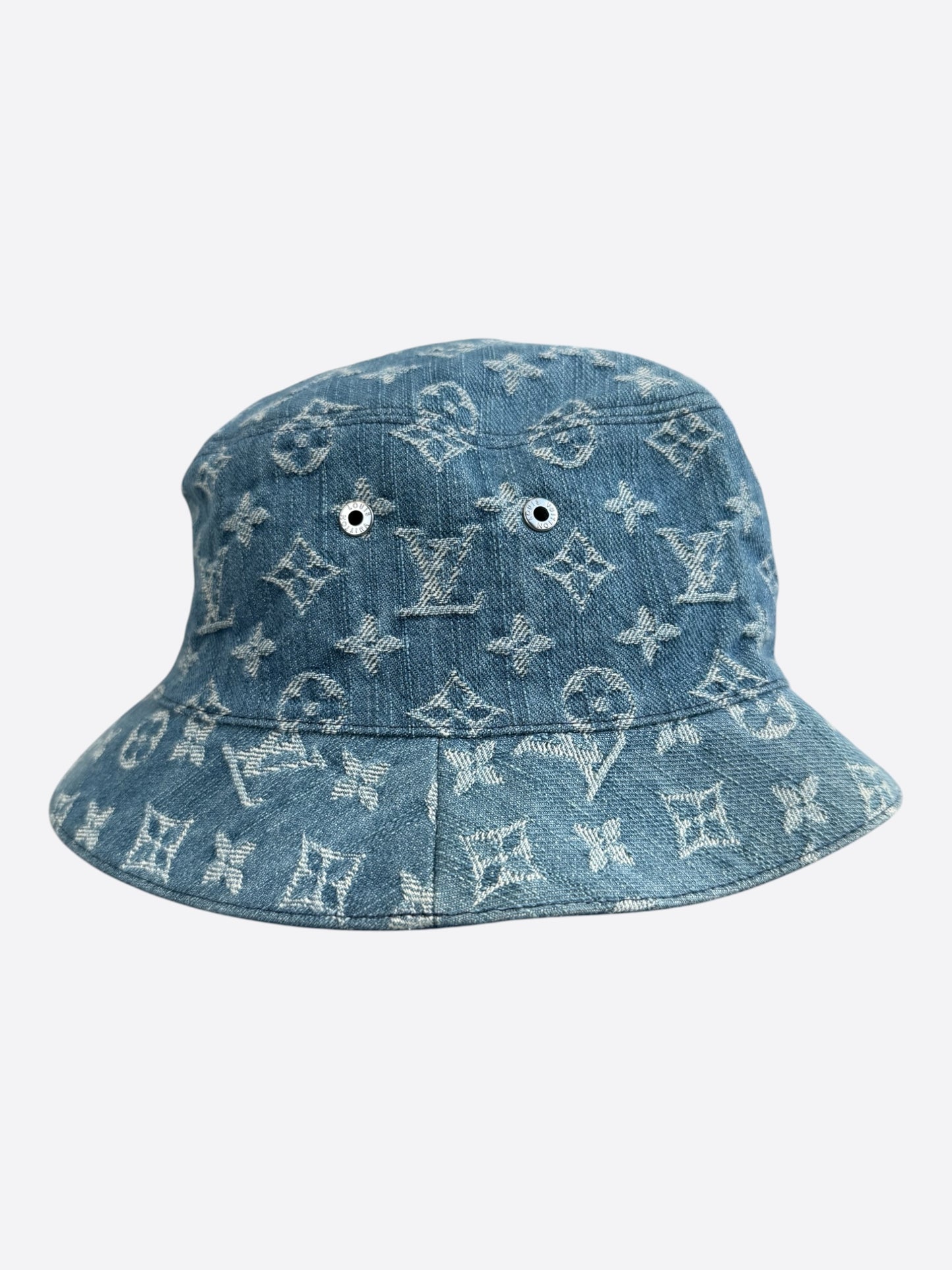 Louis Vuitton Blue & White Denim Monogram Reversible Bucket Hat