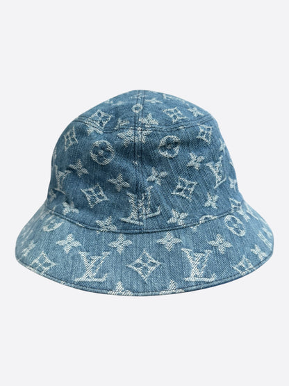 Louis Vuitton Blue & White Denim Monogram Reversible Bucket Hat
