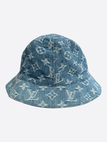 Louis Vuitton Blue & White Denim Monogram Reversible Bucket Hat