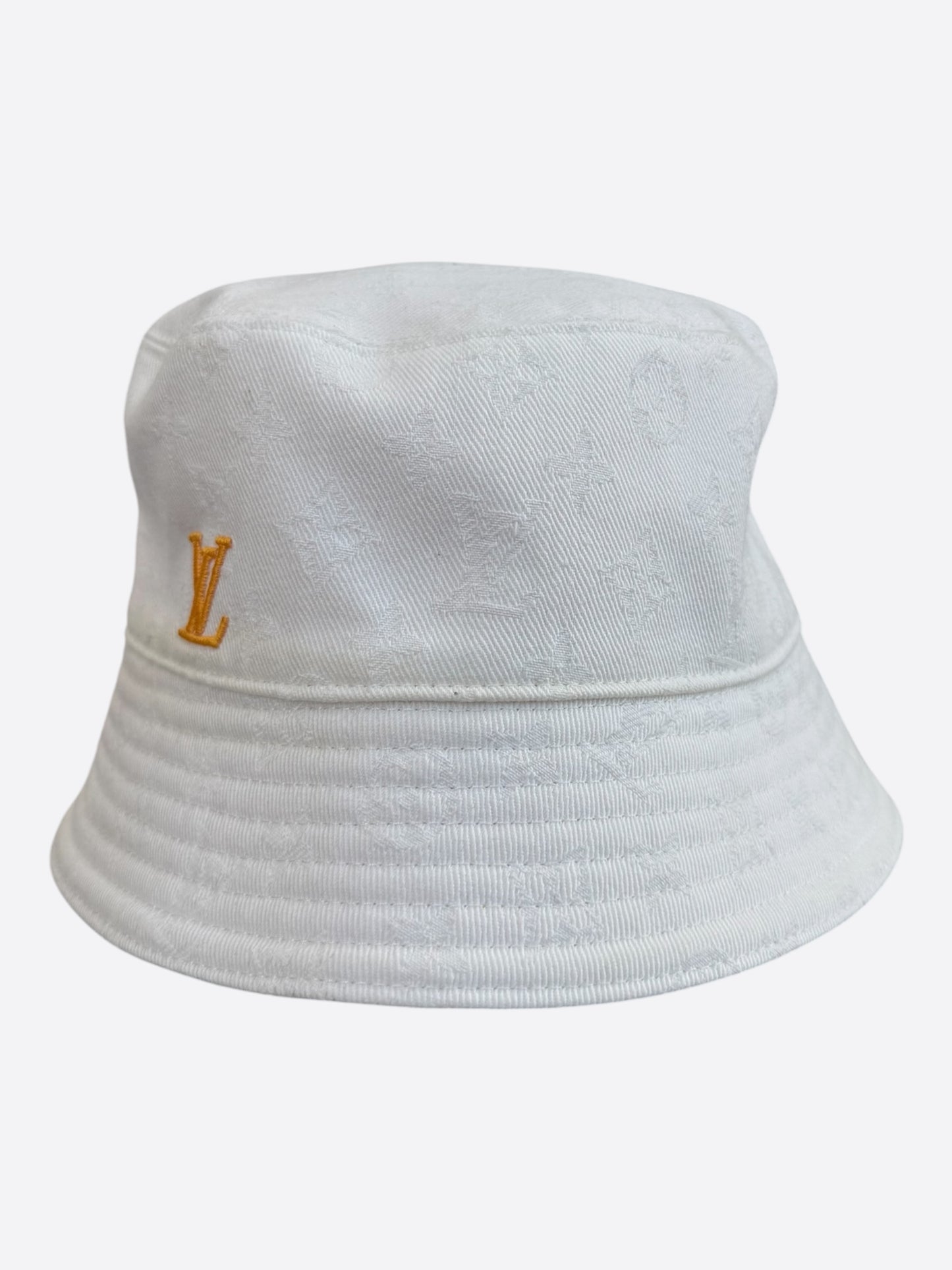Louis Vuitton White & Yellow Monogram Reversible Bucket Hat