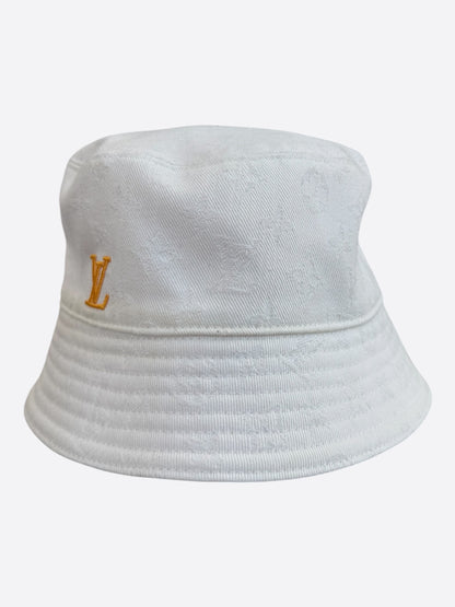 Louis Vuitton White & Yellow Monogram Reversible Bucket Hat