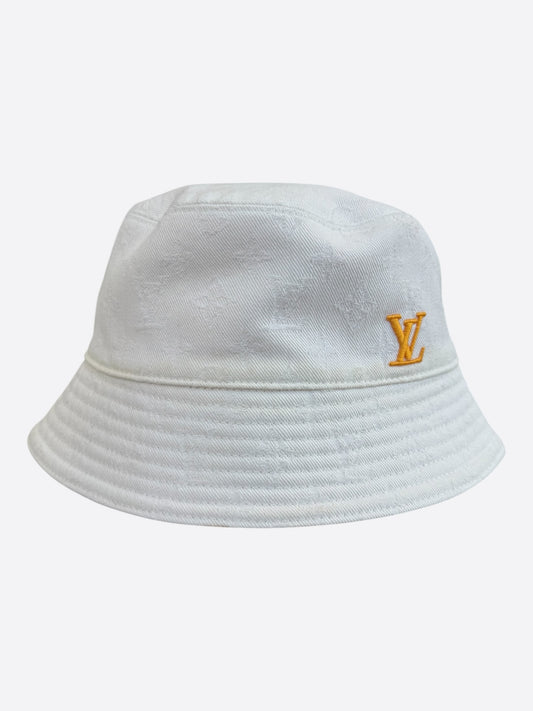 Louis Vuitton White & Yellow Monogram Reversible Bucket Hat