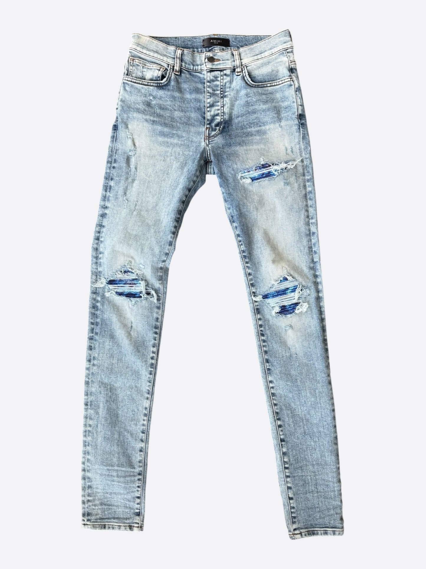 Amiri Stone Indigo Blue Tie-Dye Patch MX1 Jeans