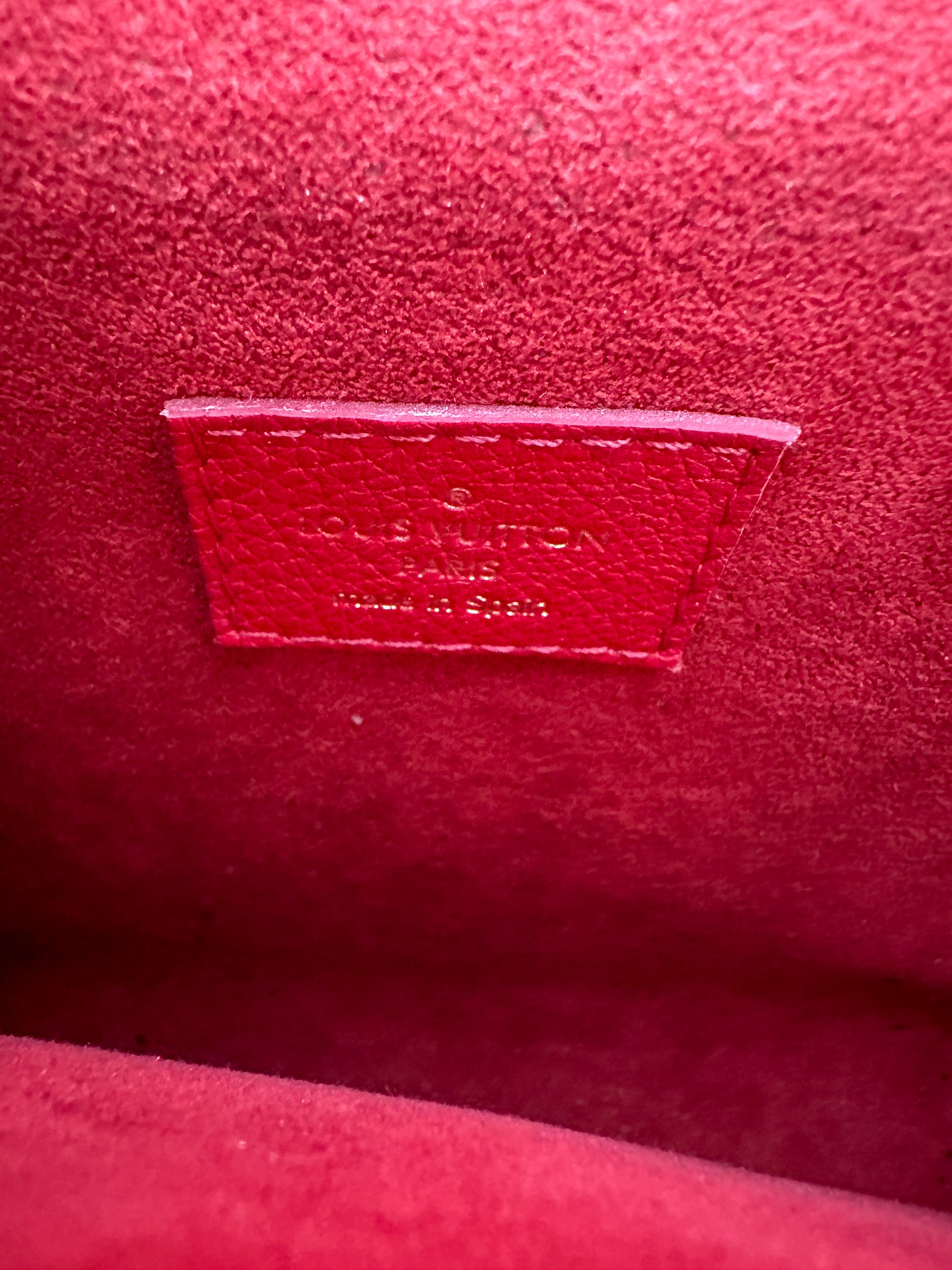 LOUIS VUITTON Flower Monogram Canvas Tote Shoulder Bag Red