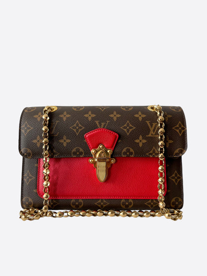 Louis Vuitton Brown & Red Monogram Victorie Shoulder Bag