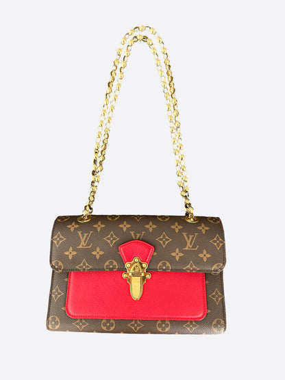 Louis Vuitton Brown & Red Monogram Victorie Shoulder Bag