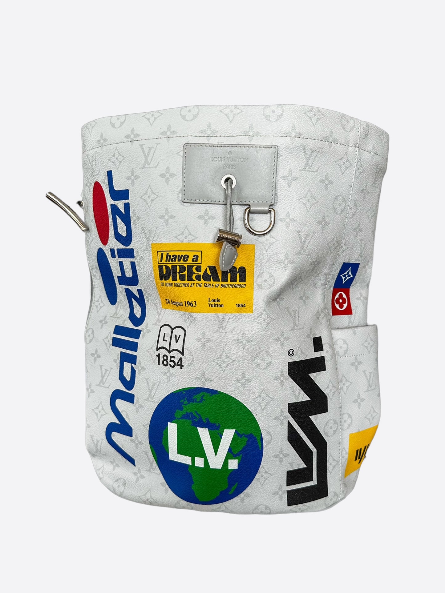 louis vuitton chalk backpack monogram logo story white Louis Vuitton White Monogram Story Chalk Backpack – Savonches