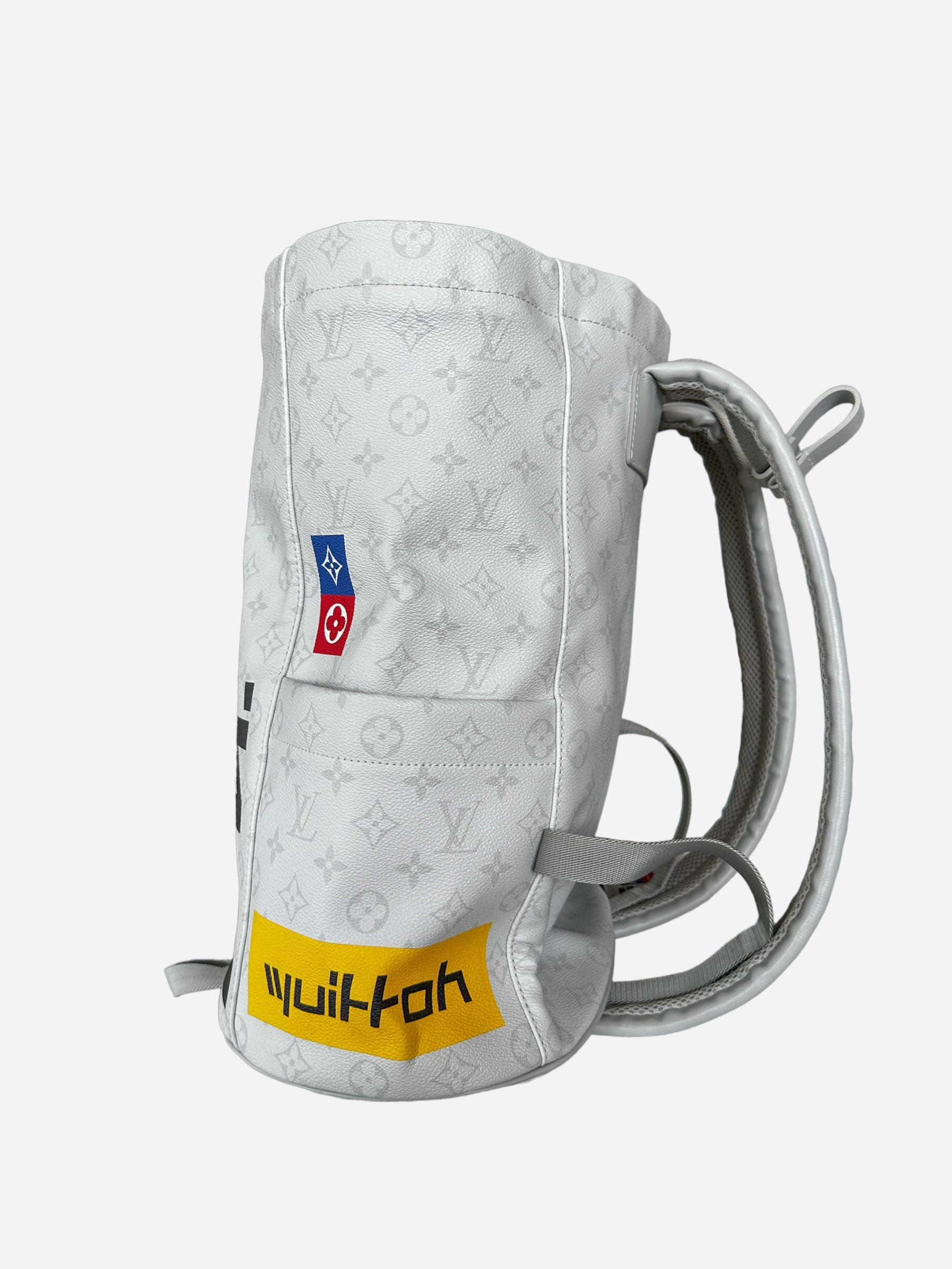 louis vuitton chalk backpack monogram logo story white Louis Vuitton White Monogram Story Chalk Backpack – Savonches