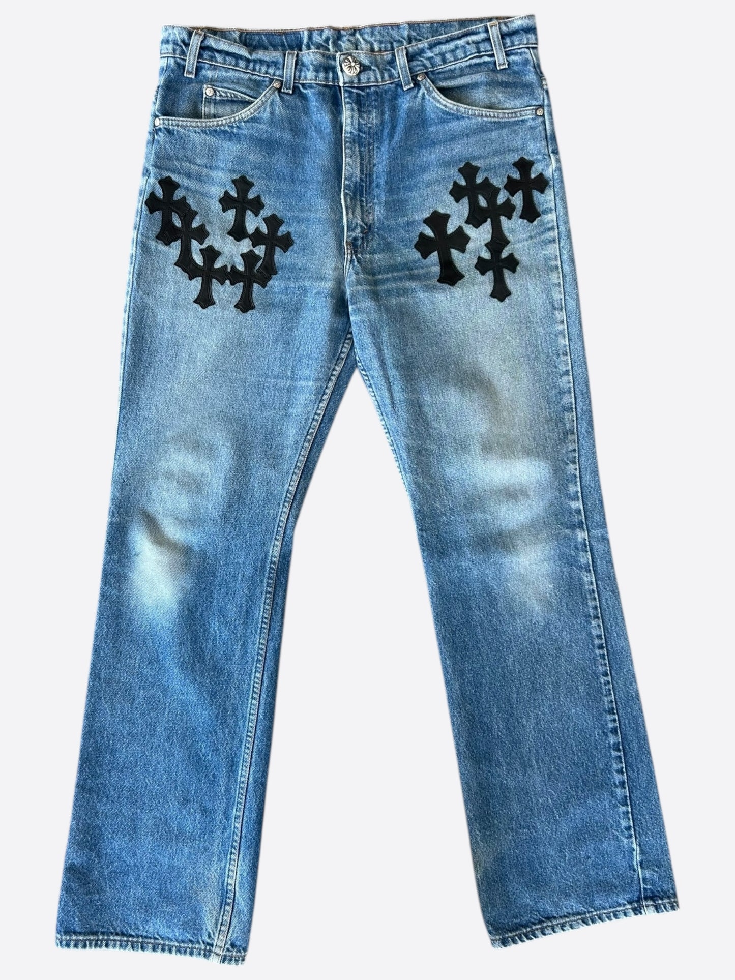 Chrome Hearts Levis Blue & Black Cross Patch Jeans