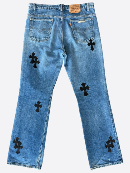 Chrome Hearts Levis Blue & Black Cross Patch Jeans