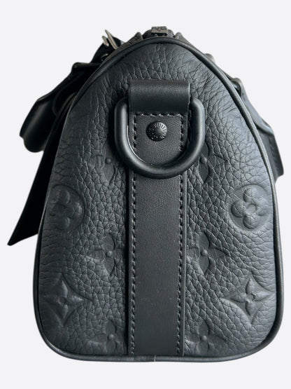 Louis Vuitton Black Taurillon Monogram Keepall 25