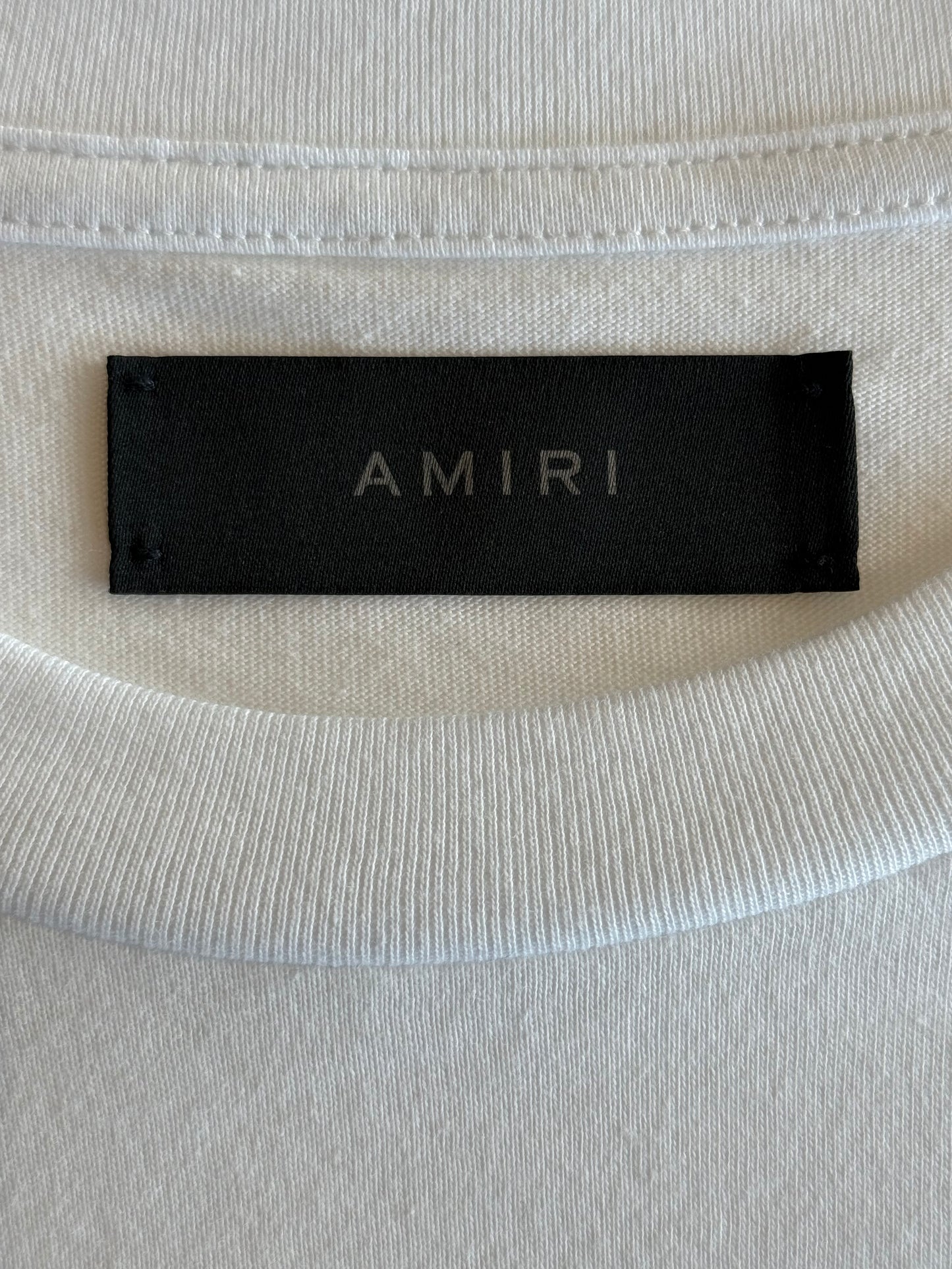 Amiri White & Chrome Staggered Logo T-Shirt