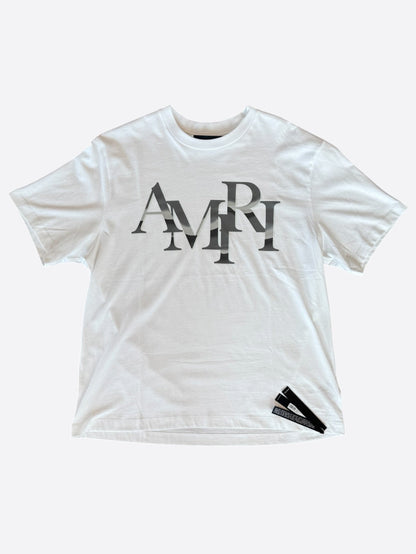 Amiri White & Chrome Staggered Logo T-Shirt