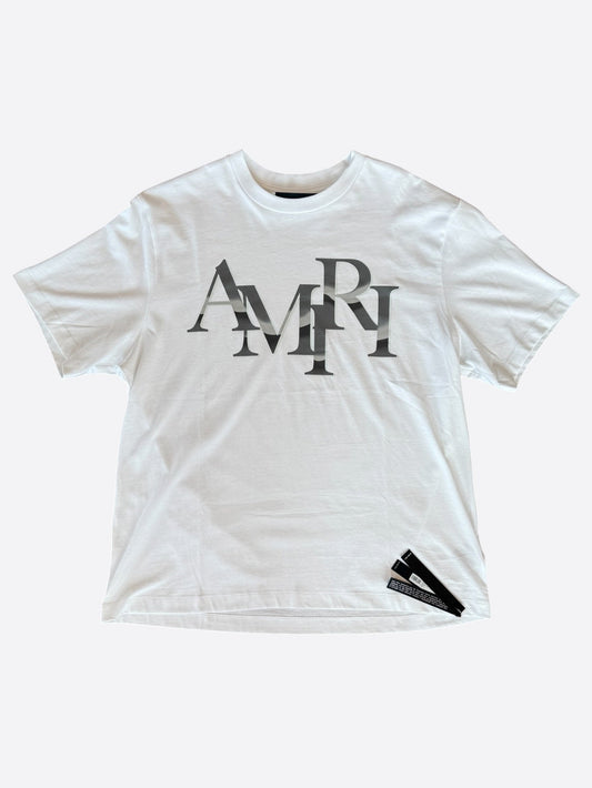 Amiri White & Chrome Staggered Logo T-Shirt