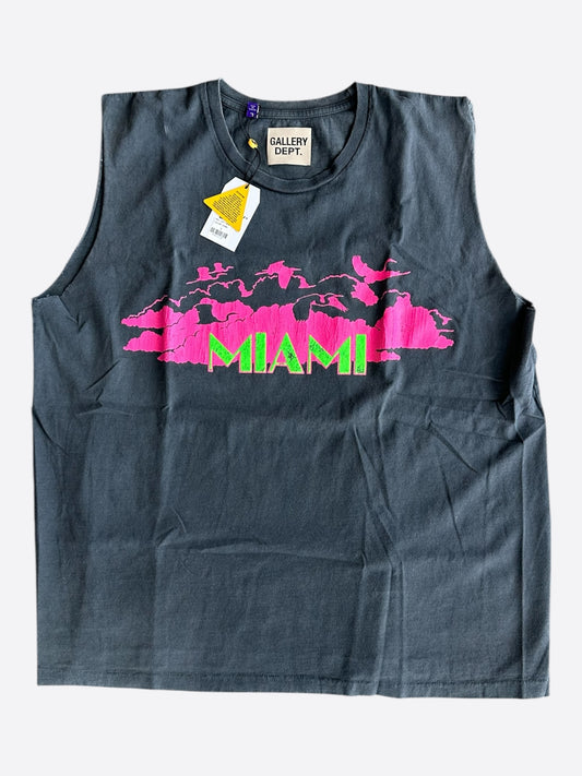 Gallery Dept Washed Black & Multicolor Miami Glitter Logo Sleeveless T-Shirt