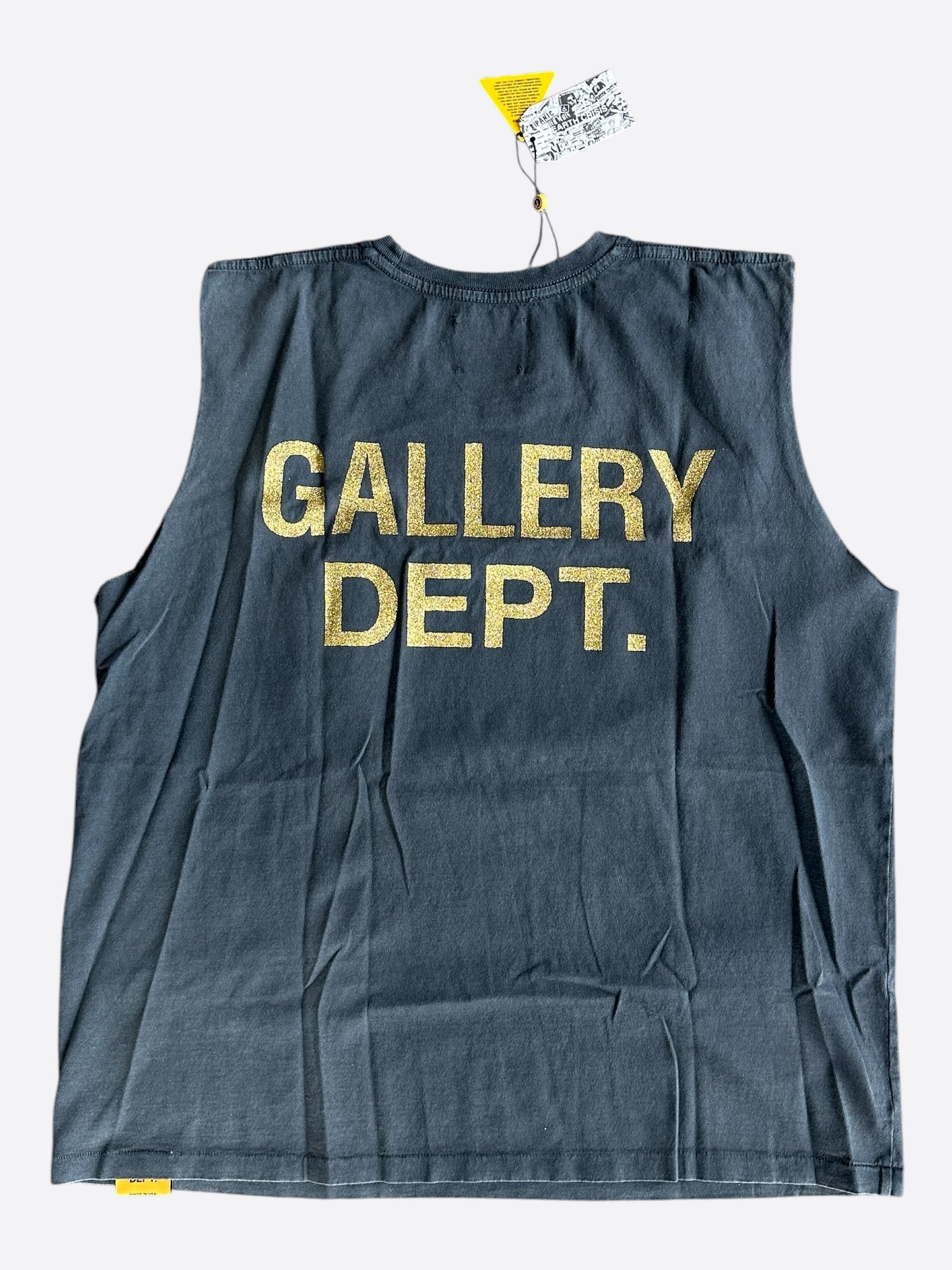 Gallery Dept Washed Black & Multicolor Miami Glitter Logo Sleeveless T-Shirt