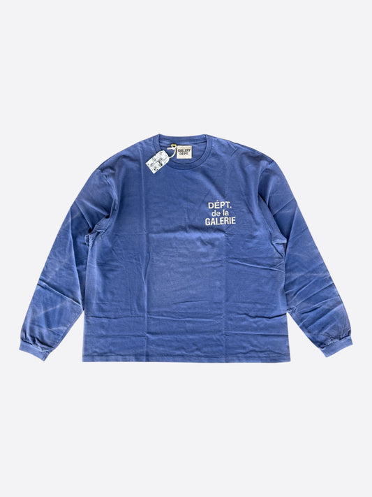 Gallery Dept Faded Navy & White French Logo Longsleeve T-Shirt