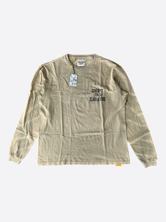 Gallery Dept Faded Olive & Black French Logo Longsleeve T-Shirt
