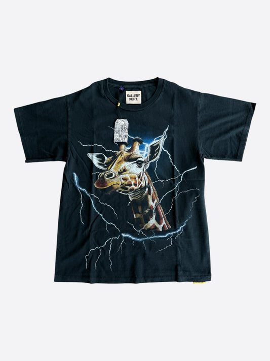 Gallery Dept Vintage Black Lightning Giraffe Glitter Logo T-Shirt