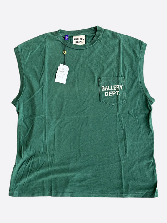 Gallery Dept Green & White Dept Logo Sleeveless T-Shirt