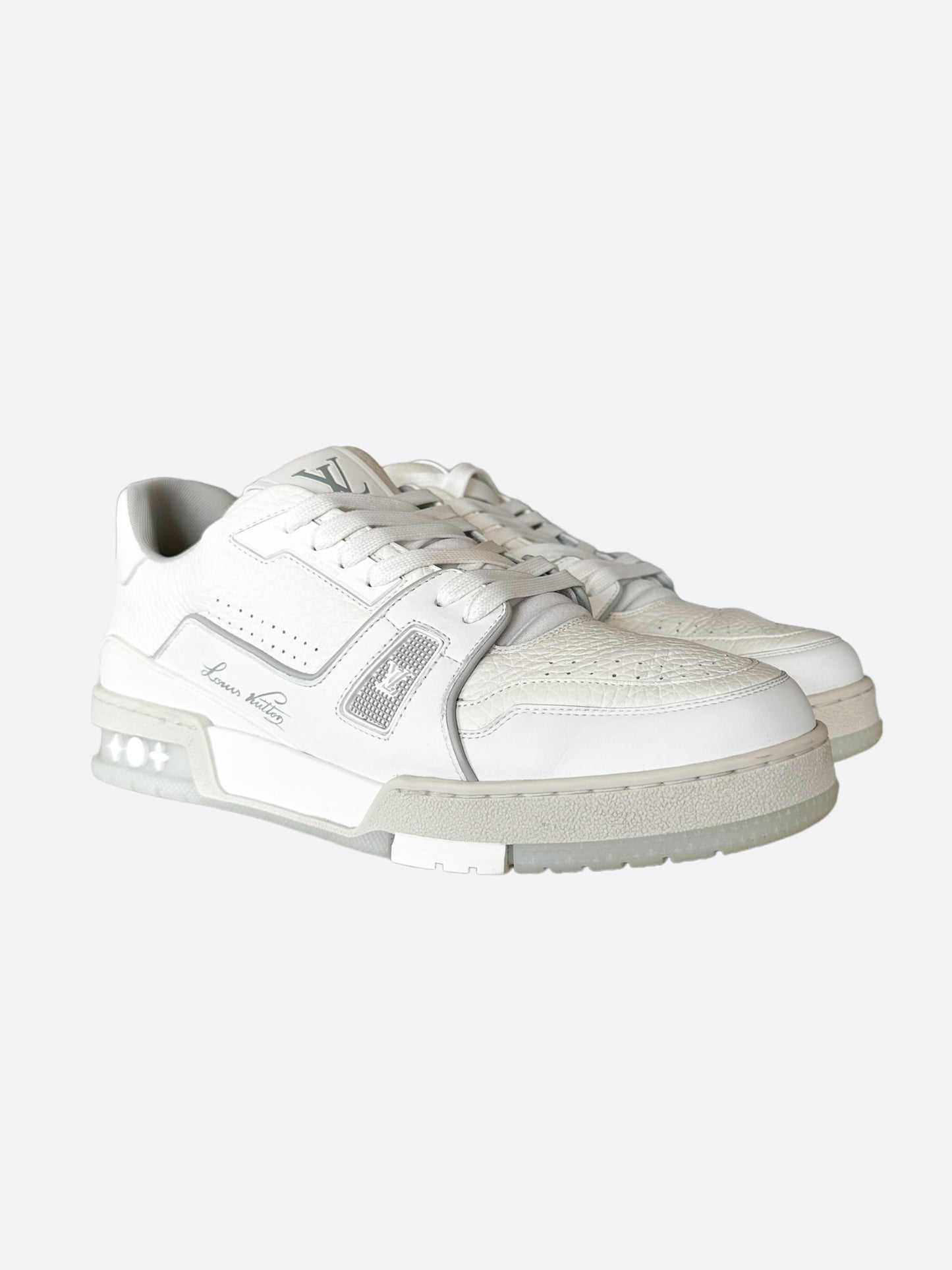 Louis Vuitton White & Grey Logo Trainers