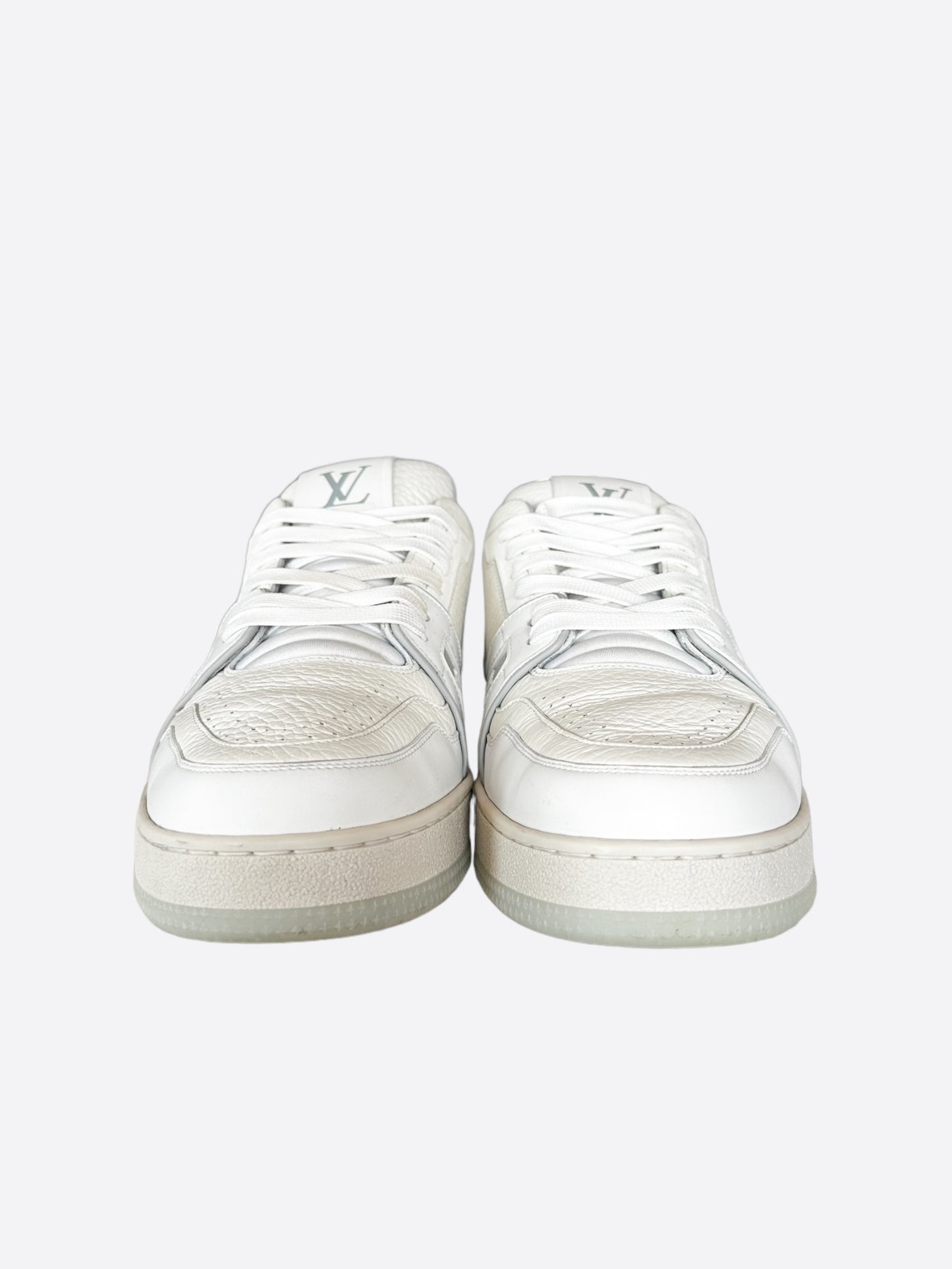 Louis Vuitton White & Grey Logo Trainers