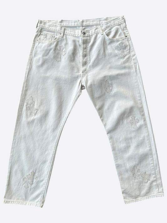 Chrome Hearts Levis White Mixed Patch St. Barth Exclusive Jeans