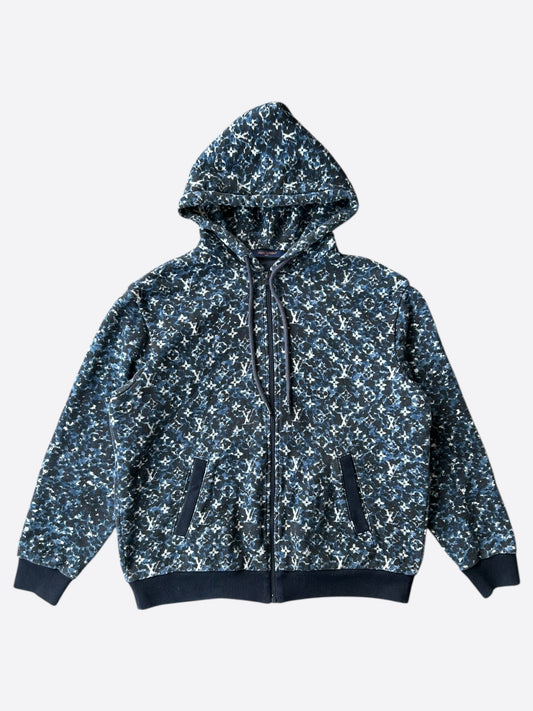 Louis Vuitton Blue Pointillism Monogram Zip Up Hoodie