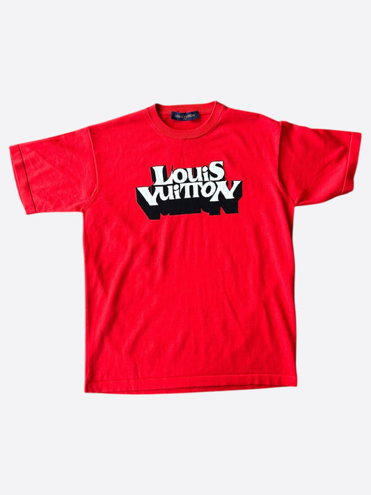 Louis Vuitton Red & White Graphic Logo Intarsia T-Shirt