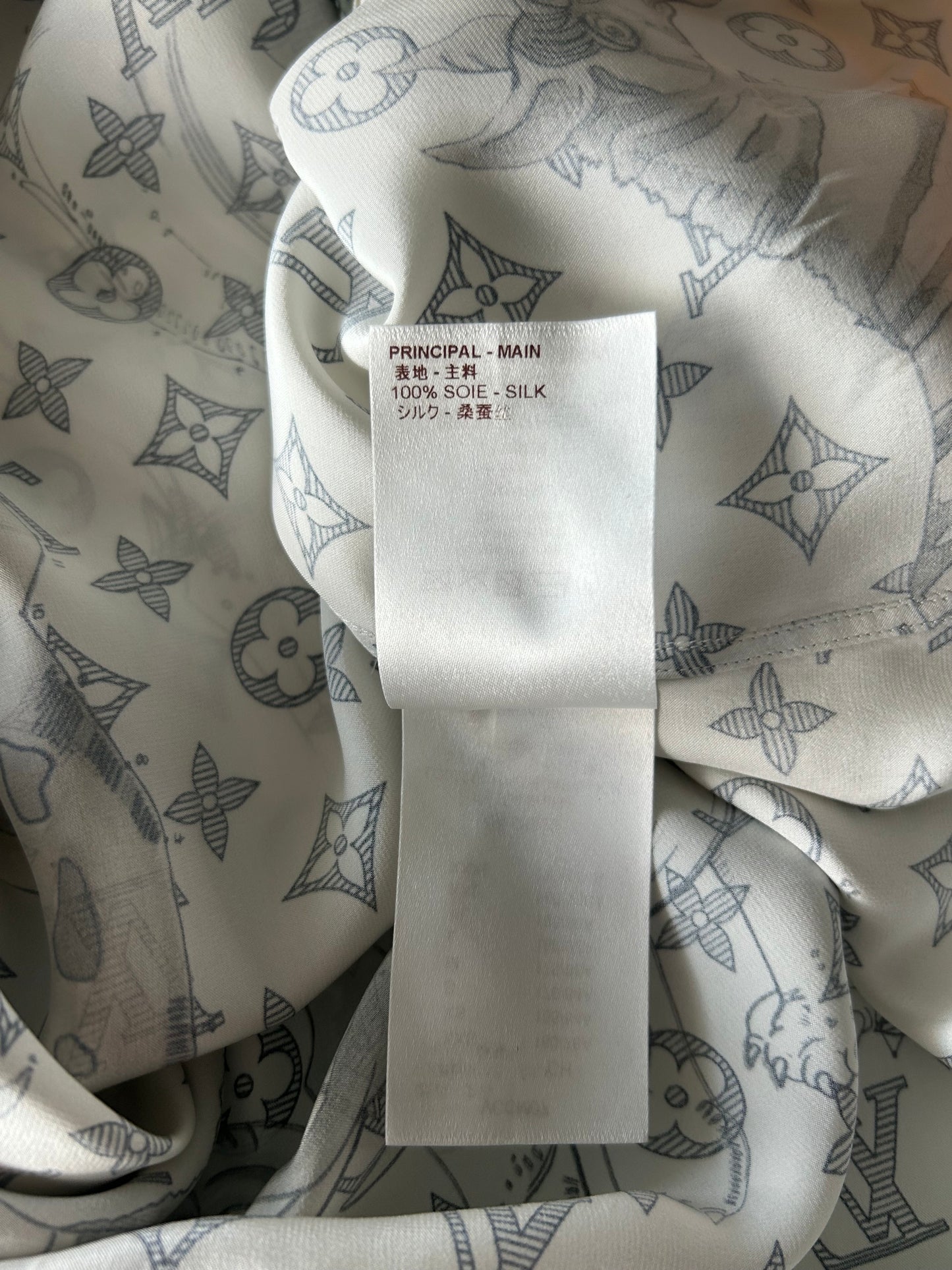 Louis Vuitton Chapman Brothers Cream Monogram Silk Shirt