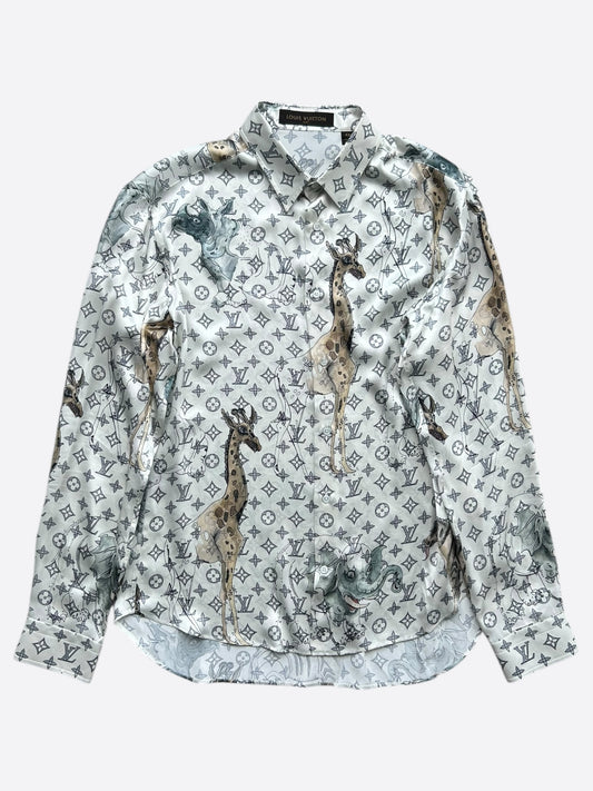 Louis Vuitton Chapman Brothers Cream Monogram Silk Shirt