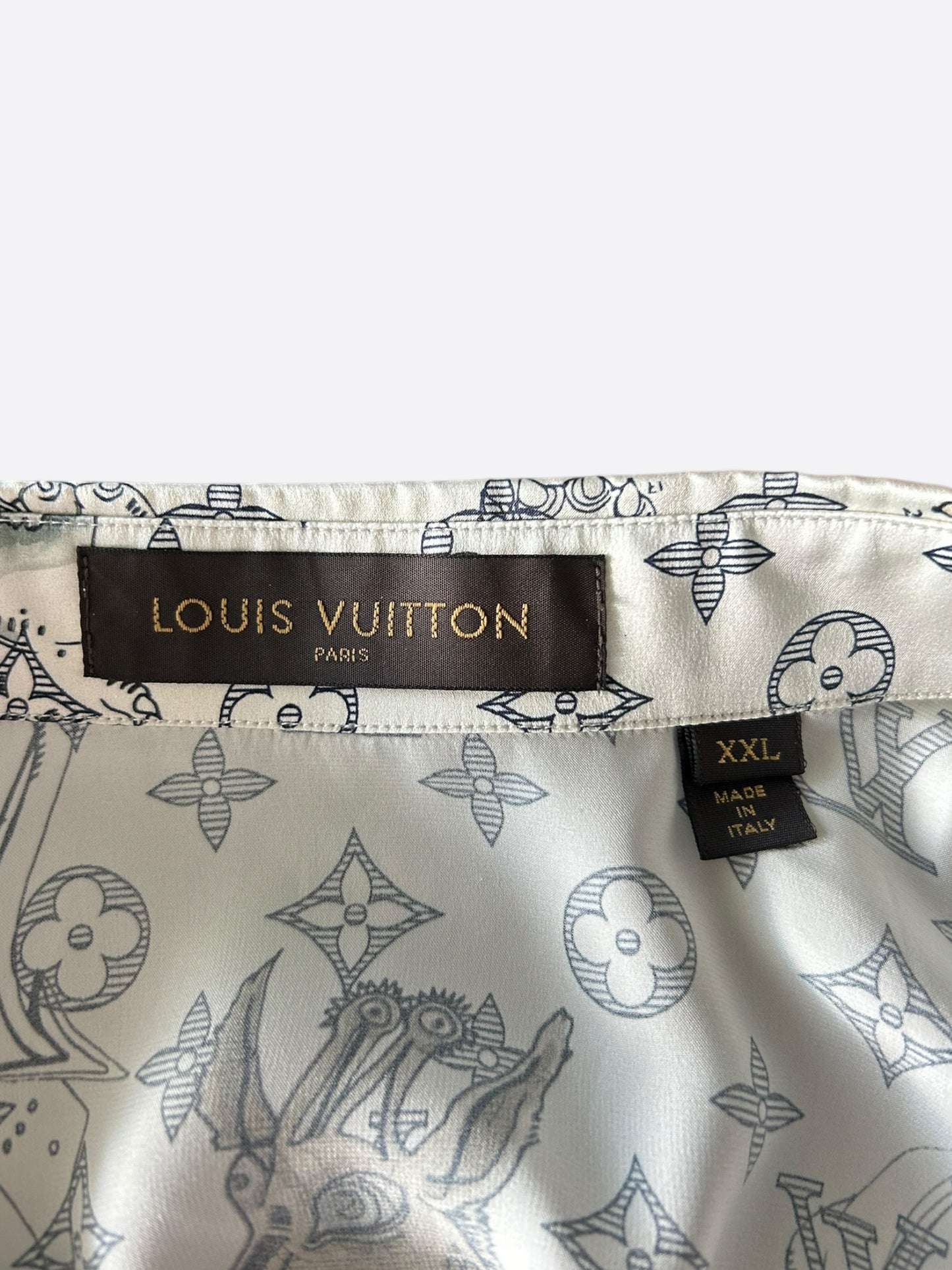 Louis Vuitton Chapman Brothers Cream Monogram Silk Shirt