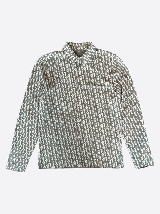 Dior Beige & Brown Oblique Button Up Shirt