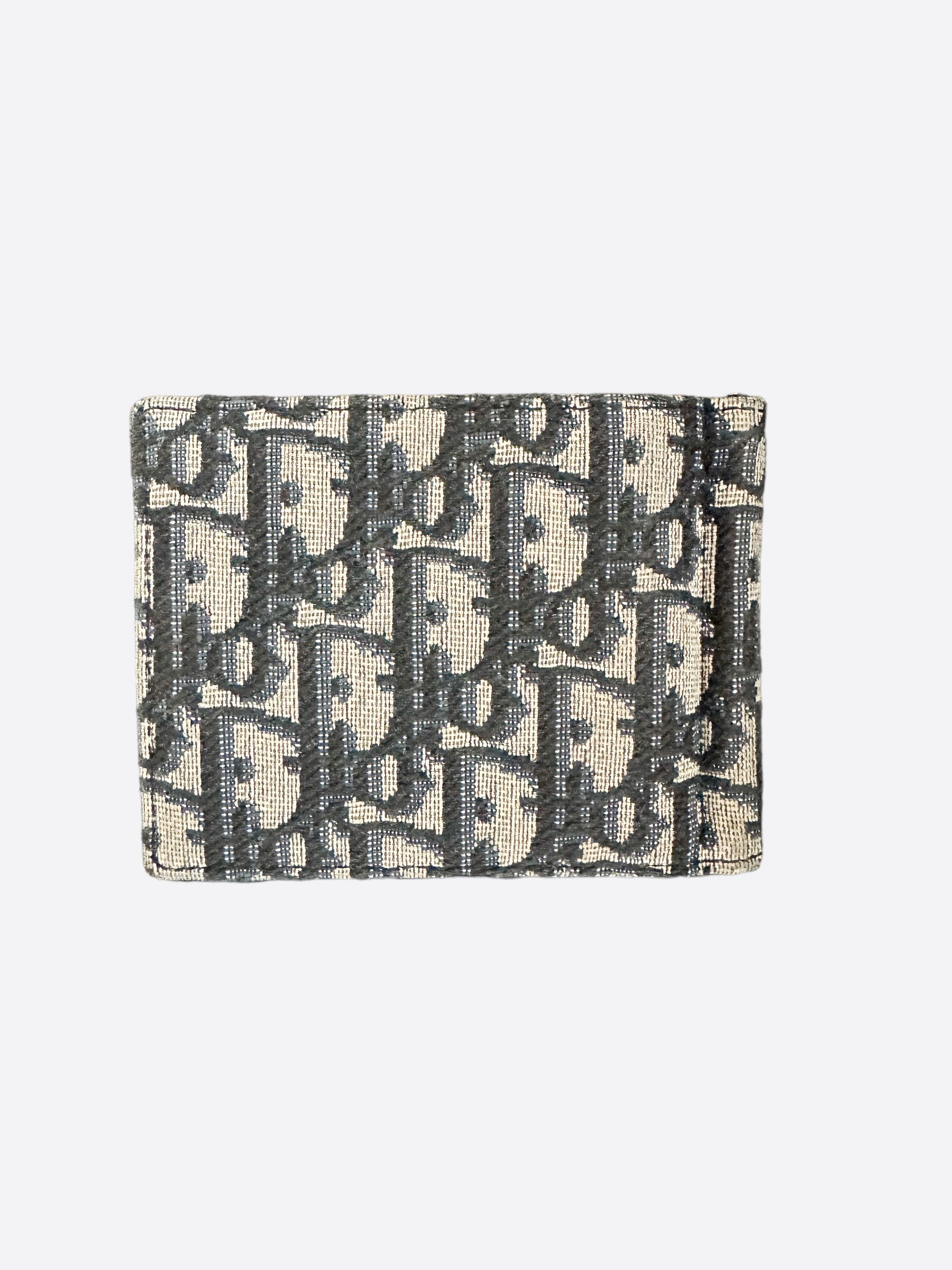 Wallet with Bill Clip Beige and Black Dior Oblique Jacquard