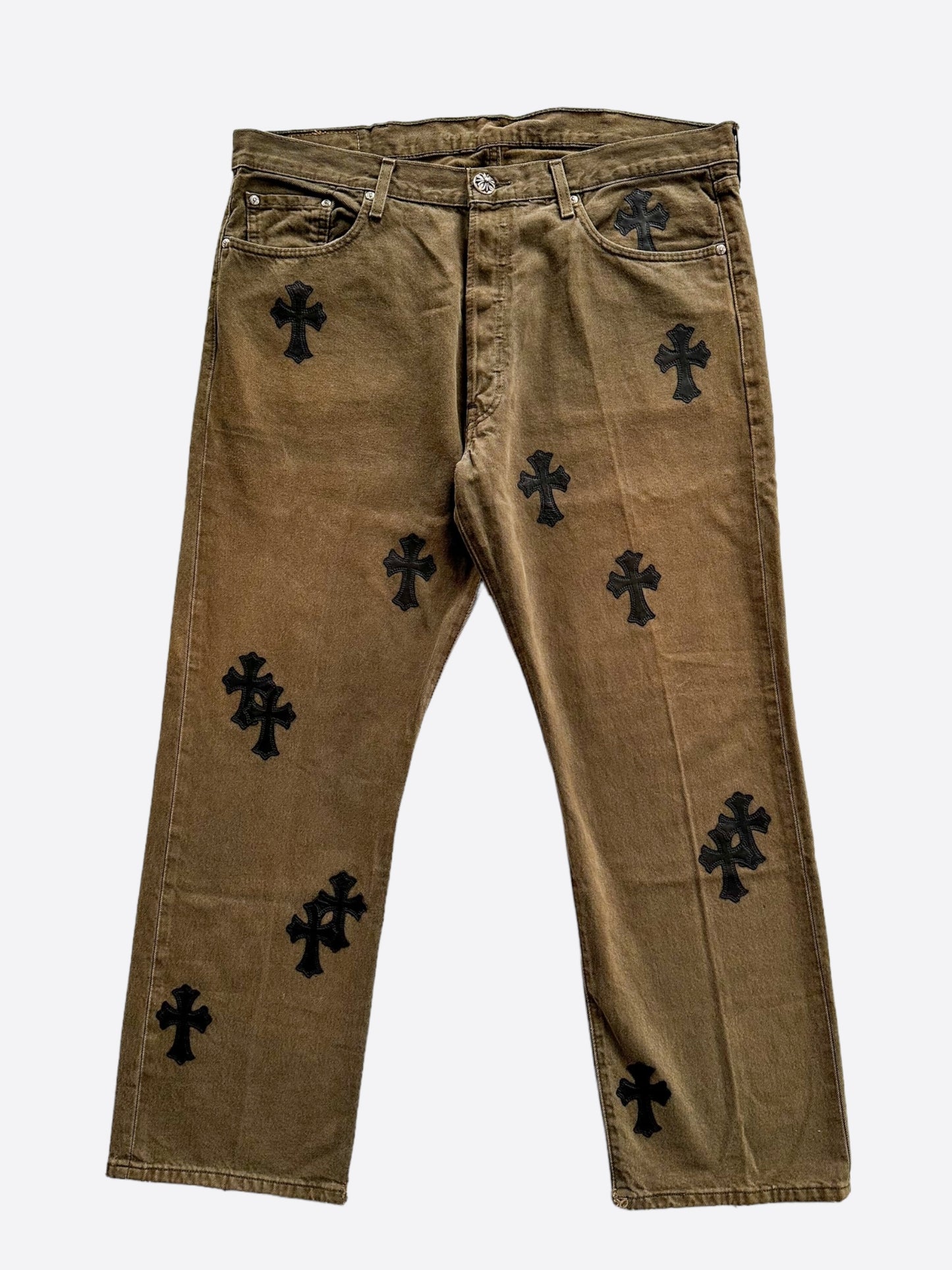 Chrome Hearts Levis Khaki Black Cross Patch Jeans