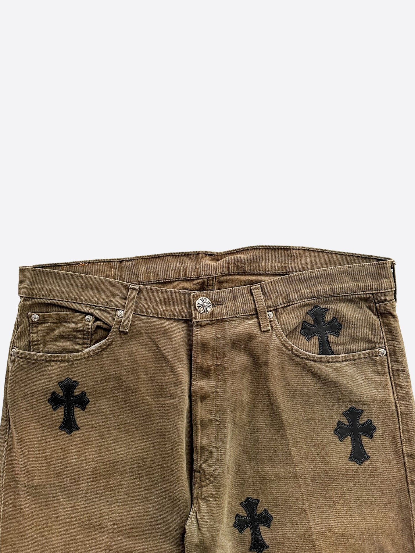 Chrome Hearts Levis Khaki Black Cross Patch Jeans