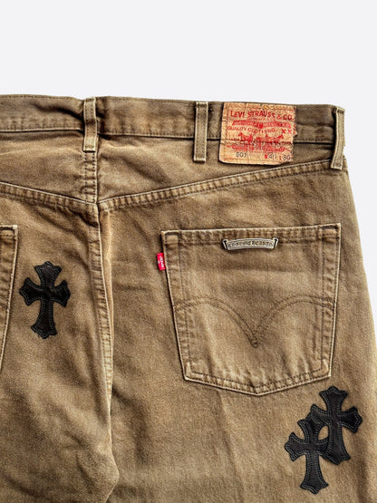 Chrome Hearts Levis Khaki Black Cross Patch Jeans