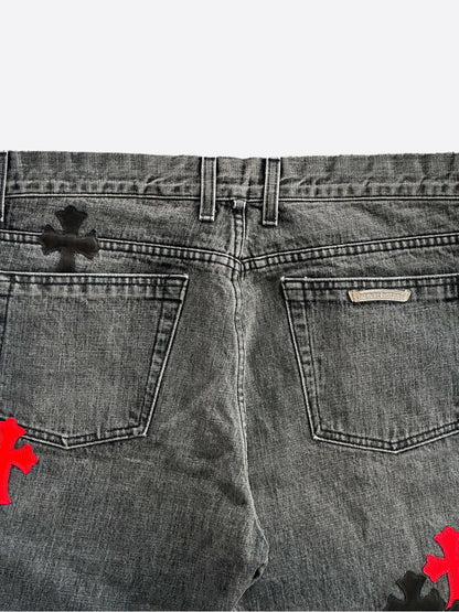 Chrome Hearts Grey Black & Red Cross Patch Jeans