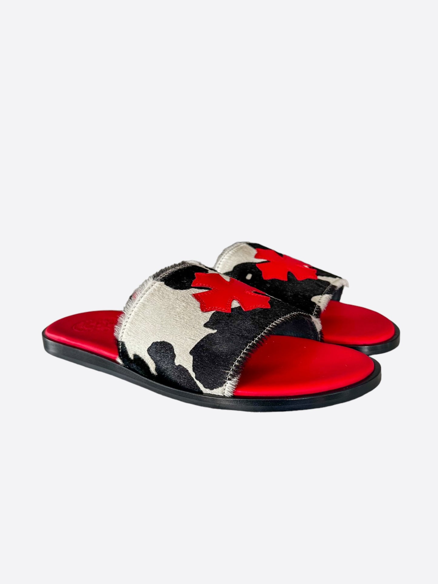 Chrome Hearts Red Cross Patch Cow Slides