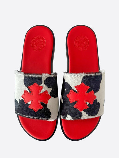 Chrome Hearts Red Cross Patch Cow Slides