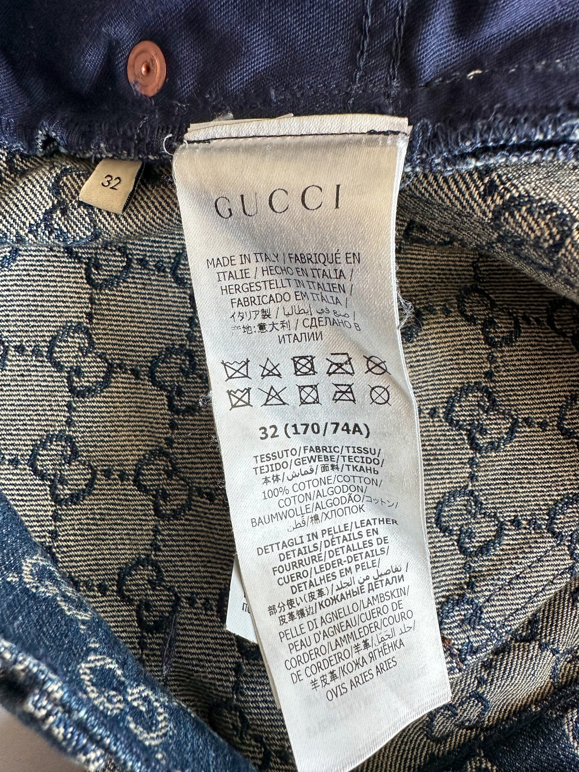 Gucci Tapered Washed Jeans, Size 36, Blue, Ready-to-wear