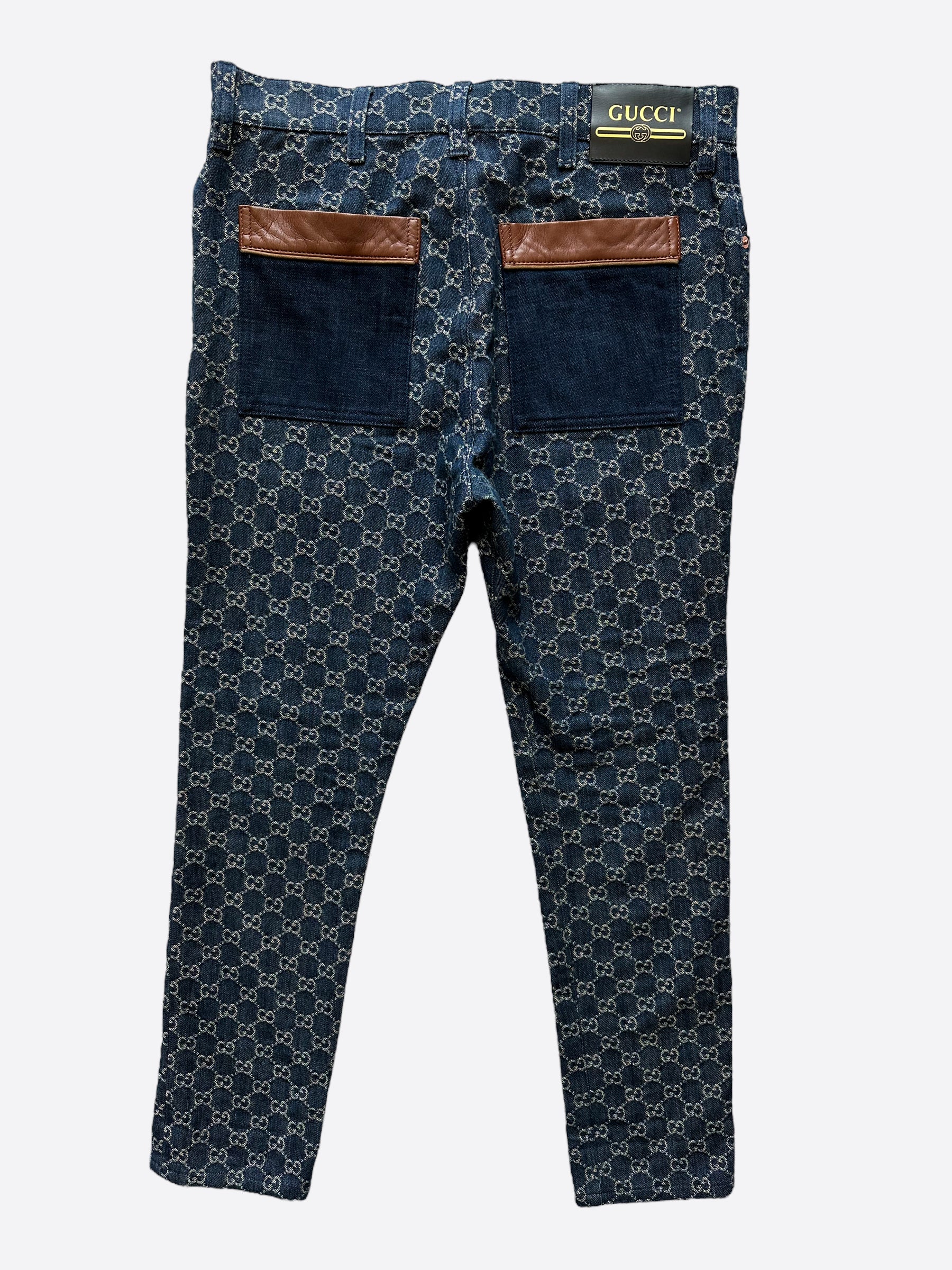 Gucci Blue GG Monogram Tapered Jeans