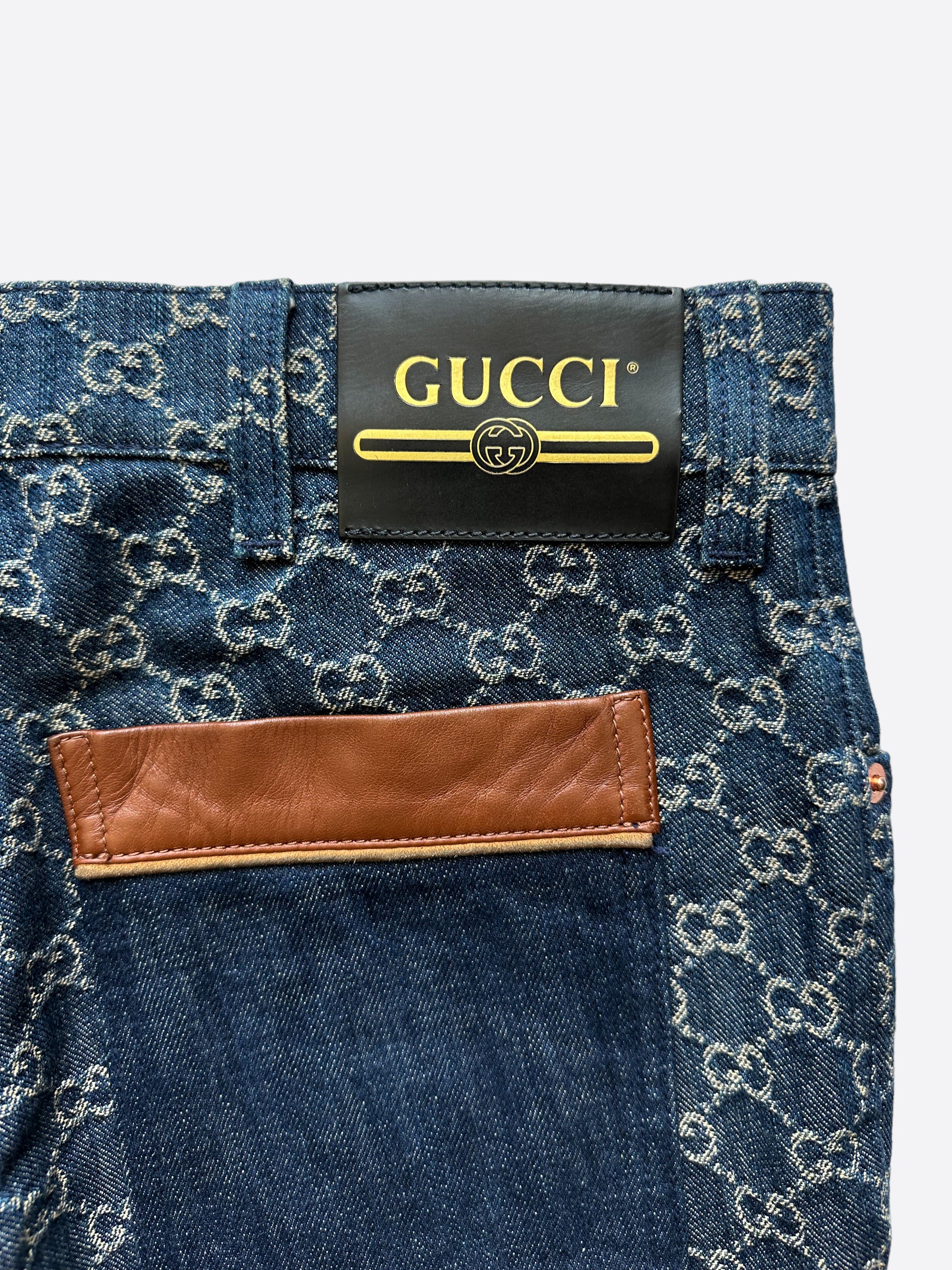 Gucci Black & Off-White GG Monogram Jeans