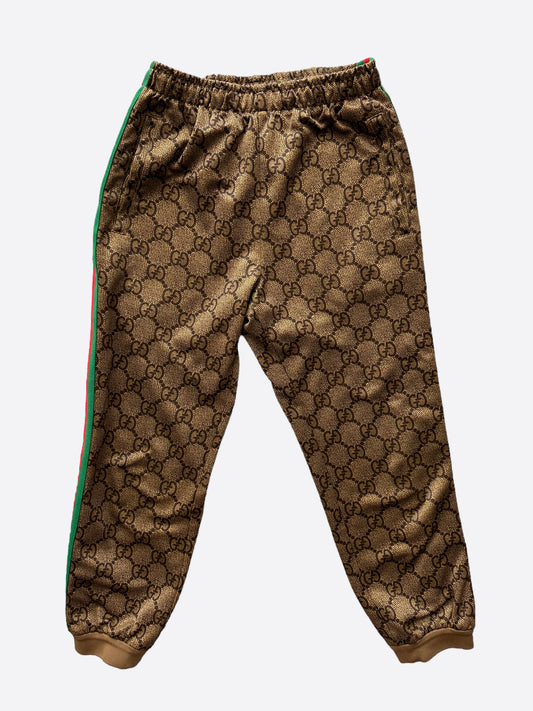 Gucci Tan Monogram Striped Track Pants