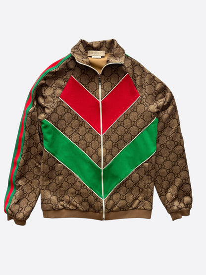 Gucci Tan Monogram Striped Track Jacket