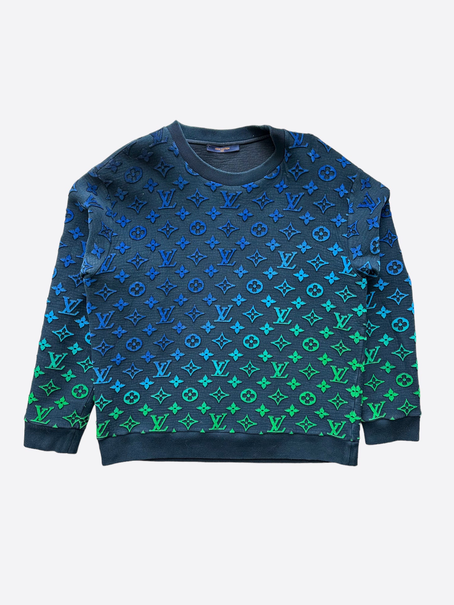 louis vuitton lv flocking gradient color logo crewneck sweater