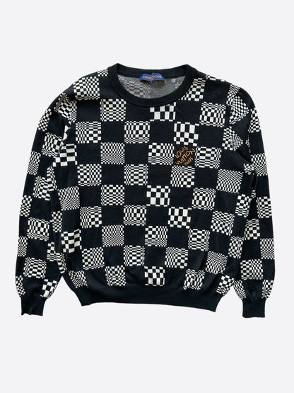 Louis Vuitton Black & White Distorted Damier Sweater