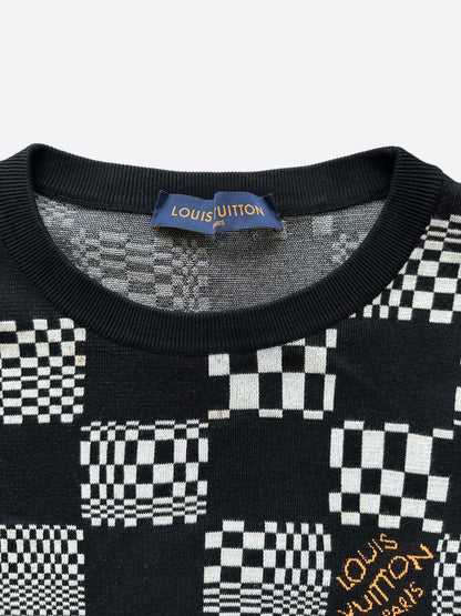 Louis Vuitton Black & White Distorted Damier Sweater